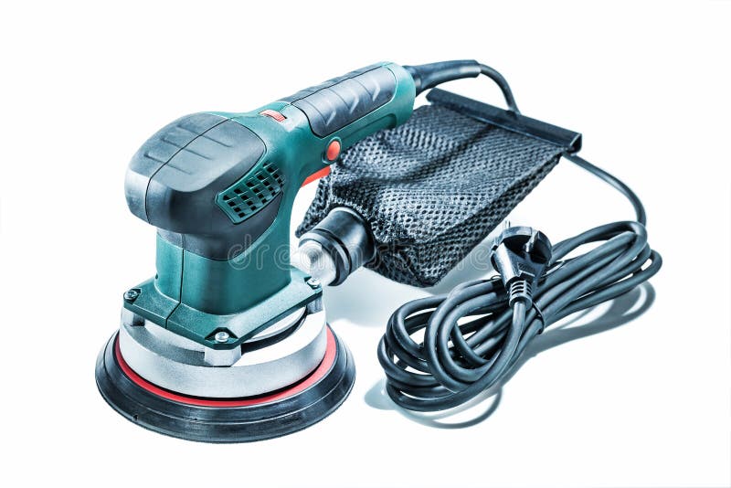 Woodworking Tools Detail Orbit Wood Sander Isolated on White Foto de