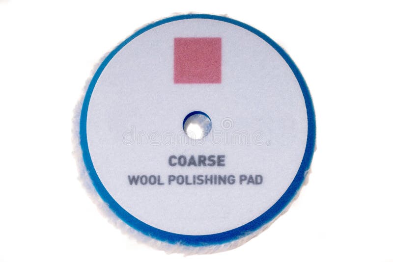 Wool Polish Pad with Velcro Backing. Automotive. Detailing. Stock Photo