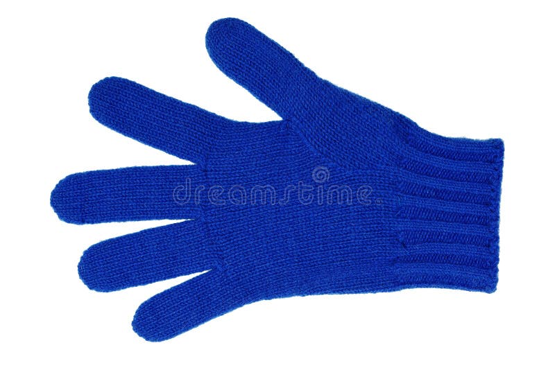 Azul de lana guantes en blanco.