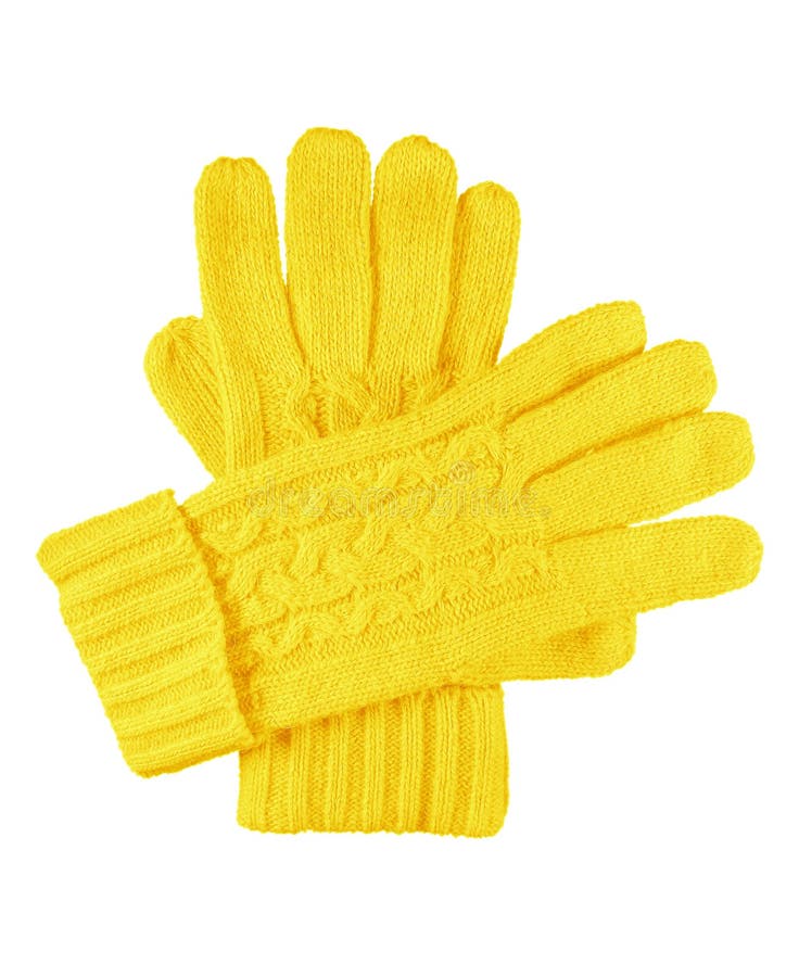 Woolen Gloves Isolated Yellow Stock Photo Image of clipping, gloves