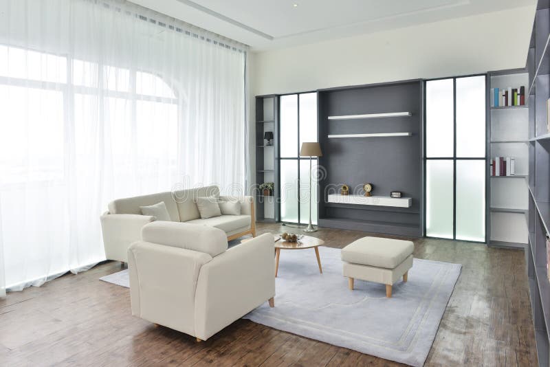 Woonkamerbinnenland van modern huis royalty-vrije stock foto Woonkamerbinnenland van modern huis royalty-vrije stock foto