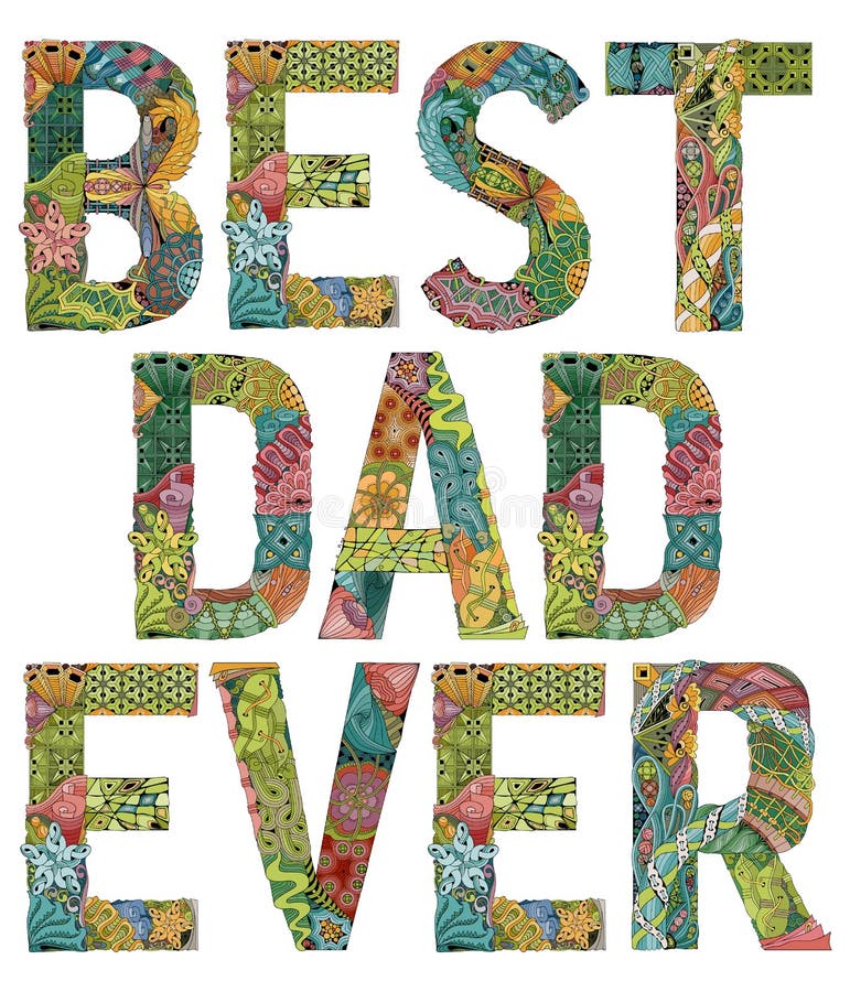 Woorden beste papa ooit Vector decoratief zentanglevoorwerp royalty-vrije illustratie Woorden beste papa ooit Vector decoratief zentanglevoorwerp royalty-vrije illustratie
