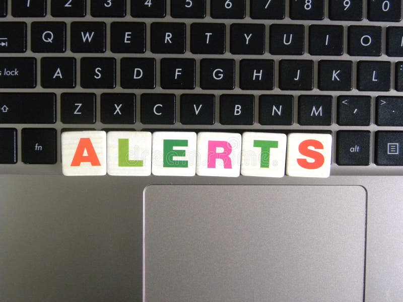 Word Alerts on Keyboard Background Stock Image Image of idea, letters