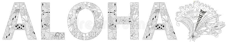 Word ALOHA. Vector zentangle object for decoration vector illustration