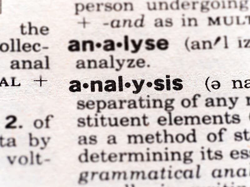 Closeup of the word analysis in the dictionary stock image