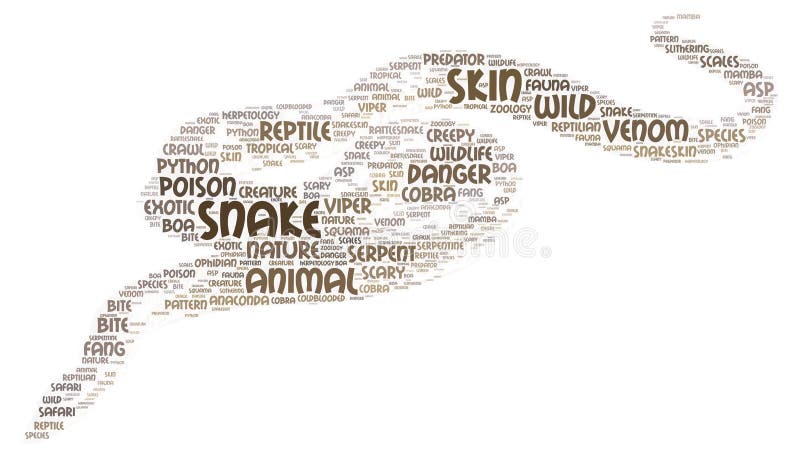 Word Art Cloud Illustration of a Snake Stock Illustration - Illustration of  educational, design: 181147034