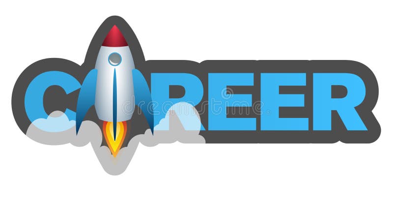 Word CAREER with launching rocket, career boost concept royalty free illustration