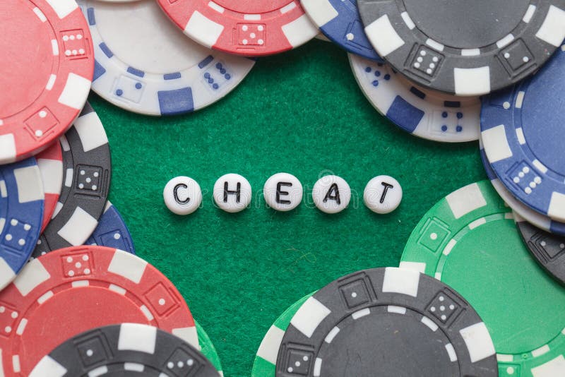 Word `cheat` with Poker Chips Stock Photo Image of money, background