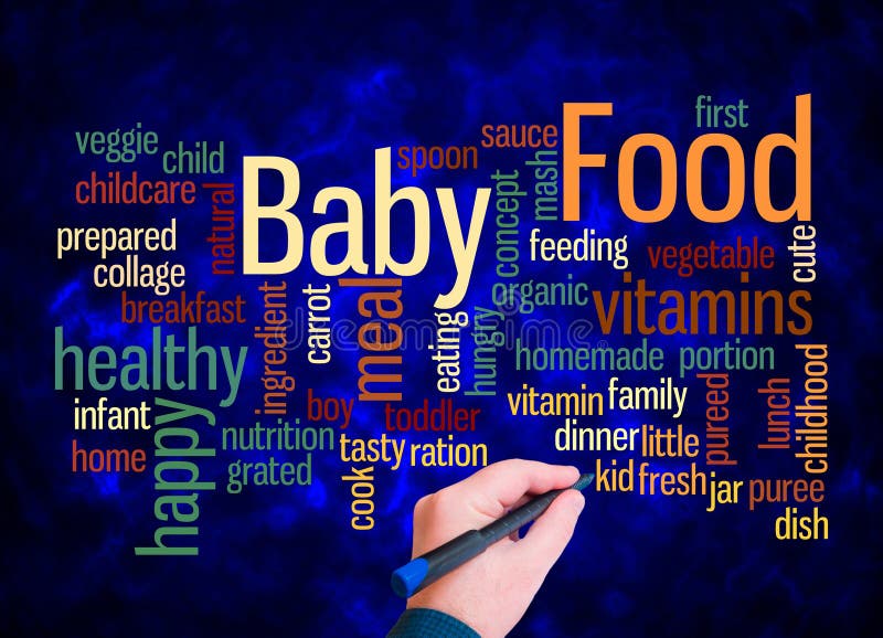 Word Cloud with BABY FOOD Concept Create with Text only Stock Photo