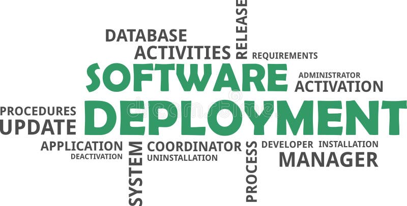 Word cloud - software deployment vector illustration