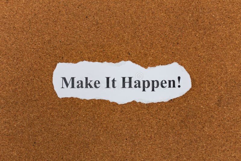 Life Inspirational Quotes on Cork Board with Word Make it Happen Stock ...