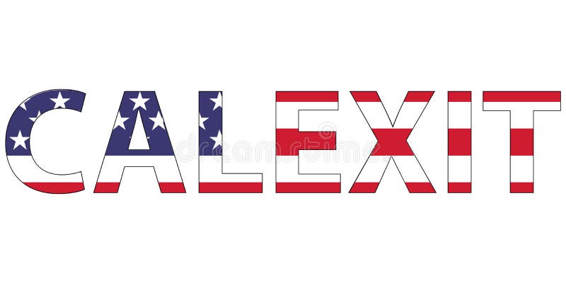 Word de vlag de V.S. de V.S. aan de staat van Californië, de vorming van Calexit van de nieuwe staat, het concept ontevredenheid royalty-vrije illustratie Word de vlag de V.S. de V.S. aan de staat van Californië, de vorming van Calexit van de nieuwe staat, het concept ontevredenheid royalty-vrije illustratie