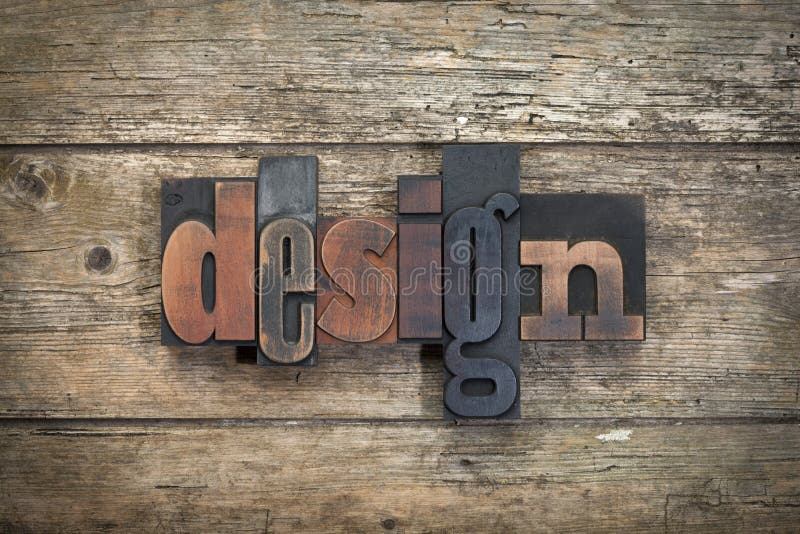 Design, word written with vintage letterpress printing block