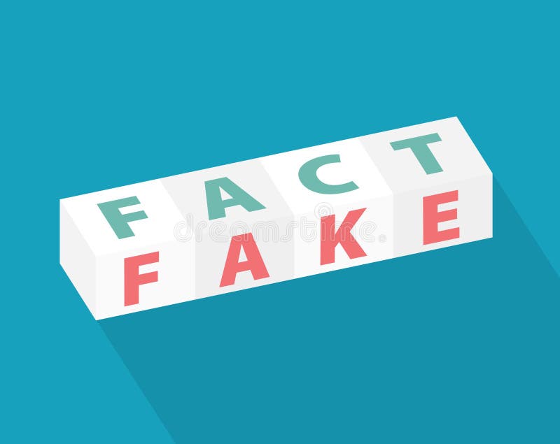 Word fact and fake written on cubes vector illustration