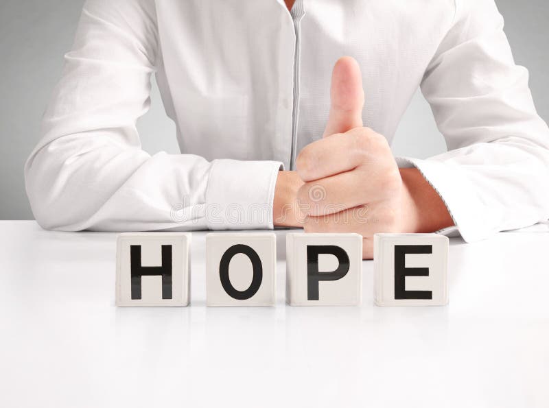 Word forming a box in hand stock photos