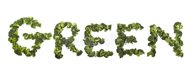 Word “green†written with broccoli stock images Word “green†written with broccoli stock images