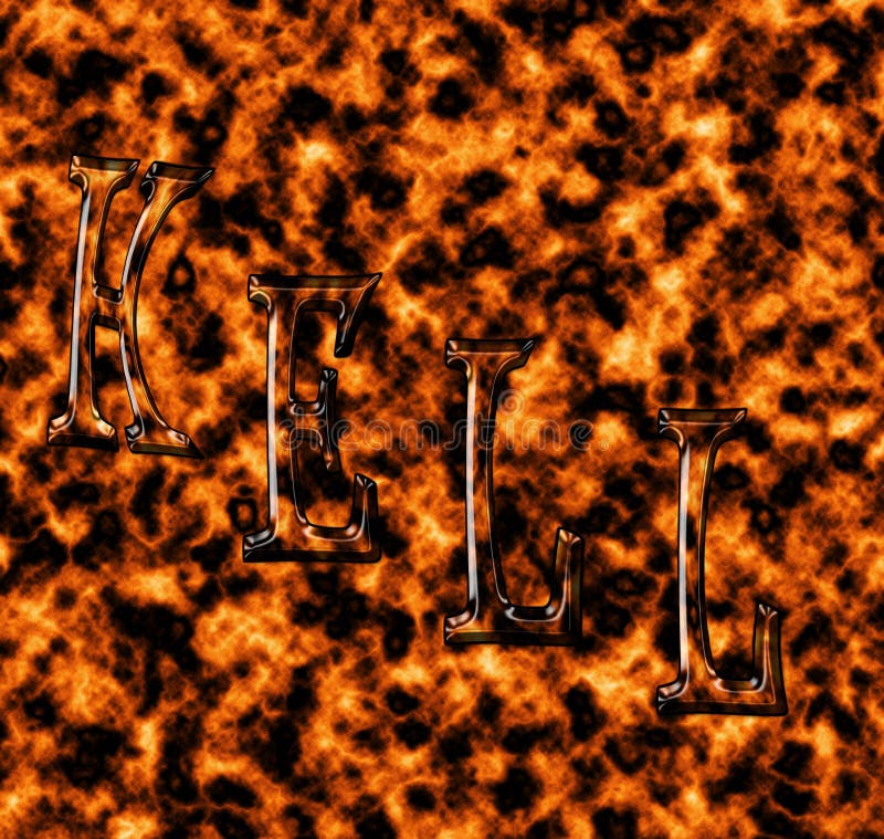 Word Hell with Stylized Devil Isolated Stock Photo Illustration of