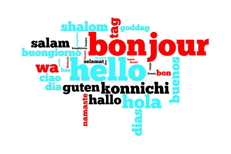 Word Hello translated in many languages royalty free illustration