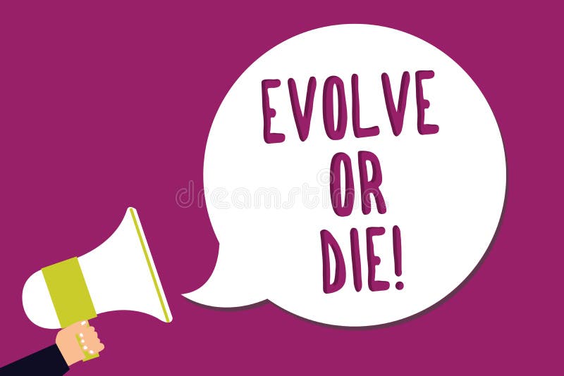 Word het schrijven de tekst evolueert of sterft Het bedrijfsconcept voor Noodzaak van verandering groeit aanpast om de levende ho royalty-vrije illustratie Word het schrijven de tekst evolueert of sterft Het bedrijfsconcept voor Noodzaak van verandering groeit aanpast om de levende ho royalty-vrije illustratie