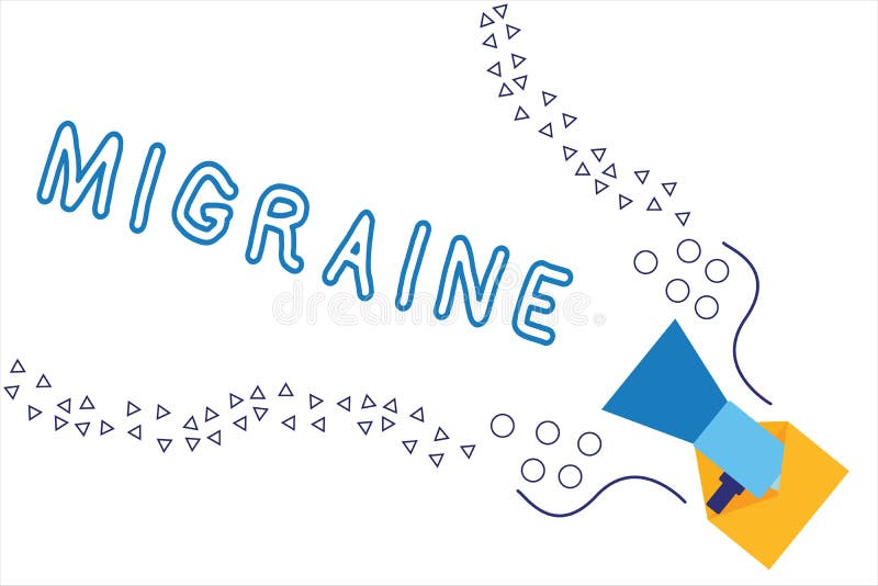 Word het schrijven tekstmigraine Bedrijfsconcept voor terugkomende pulserende hoofdpijn die één kant van hoofd beïnvloedt vector illustratie Word het schrijven tekstmigraine Bedrijfsconcept voor terugkomende pulserende hoofdpijn die één kant van hoofd beïnvloedt vector illustratie