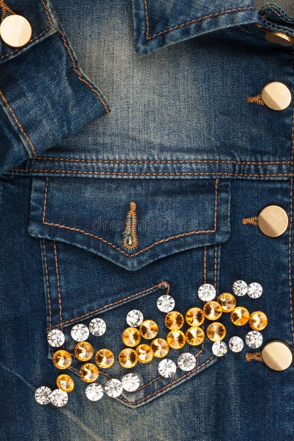 Word Jeans Made of Rhinestones on Denim Jacket Stock Image Image of
