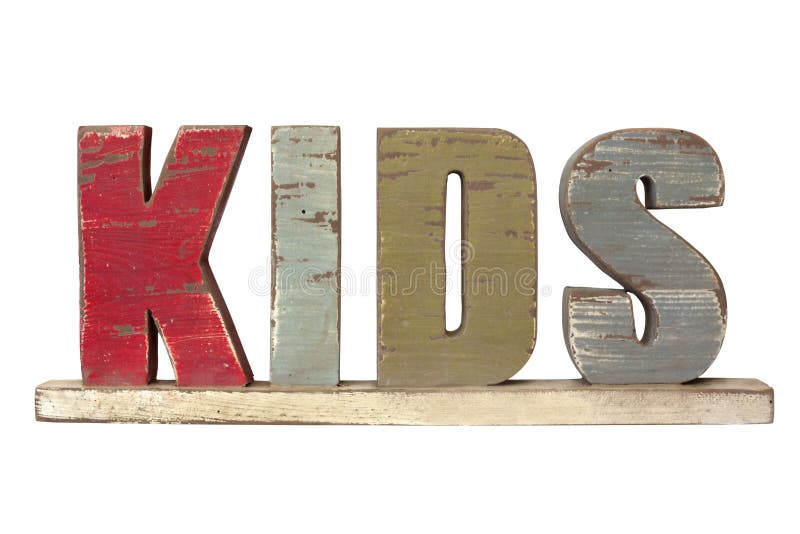 Word Kids Spelled in Wooden Letters Stock Image - Image of wooden