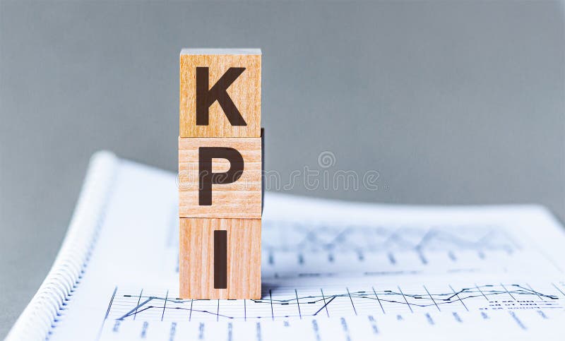 Word KPI made with wood building blocks, stock image royalty free stock images