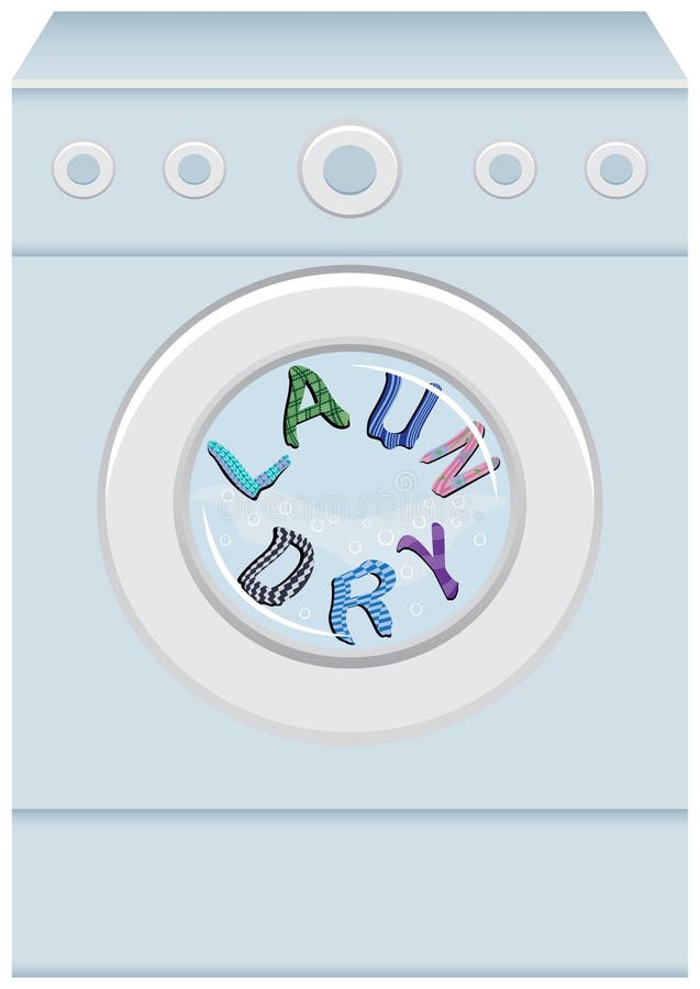 Word Laundry in Washing Machine Stock Vector Illustration of letters