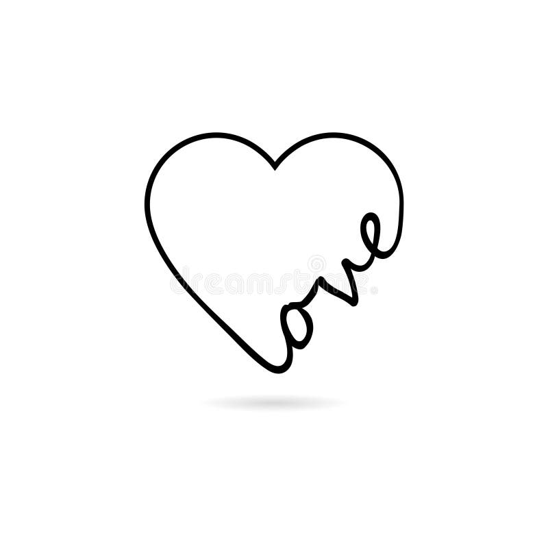 Word Love icon. Valentines Day Hand Drawn lettering. Heart Holiday Design royalty free illustration Word Love icon. Valentines Day Hand Drawn lettering. Heart Holiday Design royalty free illustration