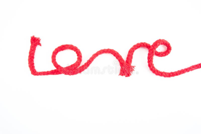 Word love from red rope