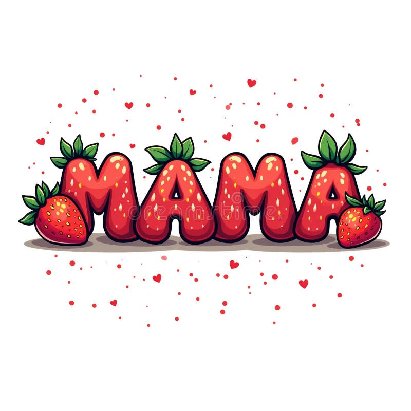 The word \'MAMA\' is creatively depicted in the form of strawberries royalty free illustration