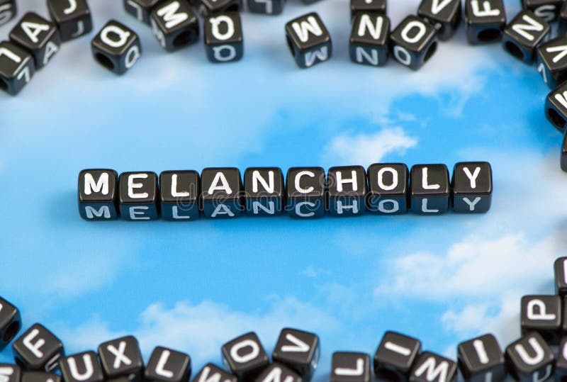 Word Melancholy and Devastated Man Composition Stock Image Image of