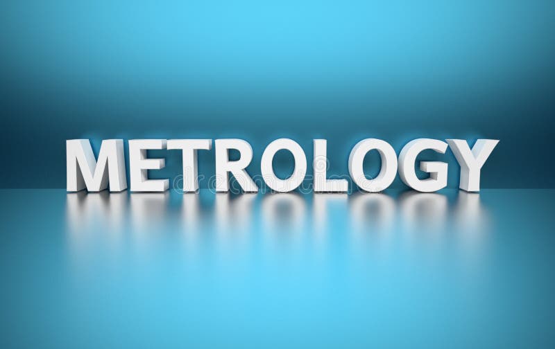 Word Metrology on blue background royalty free illustration