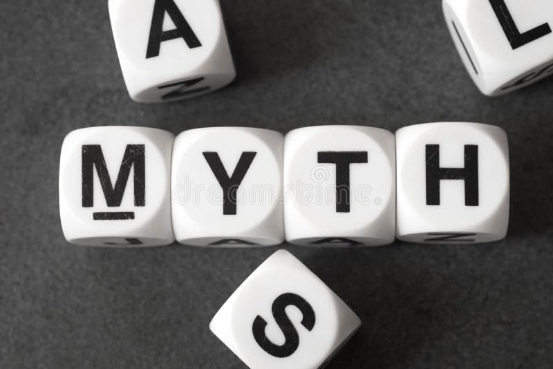 Woordmythe op speelblokken royalty-vrije stock fotografie