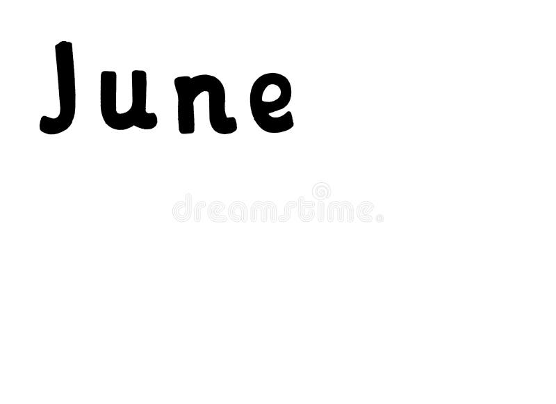 Word with the name of the month June in black on a white background royalty free illustration