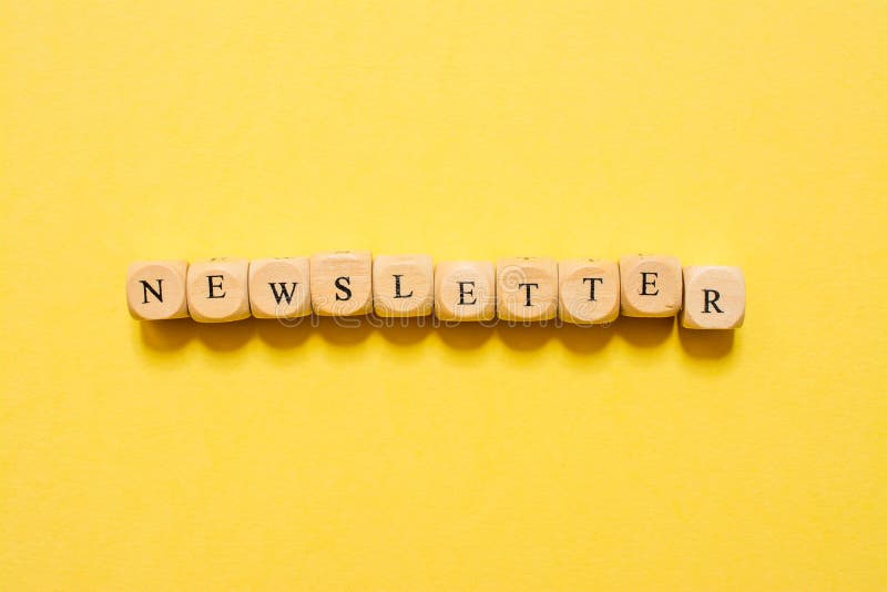 The Word Newsletter, Text Made with Dice on Yellow Background Stock Image -  Image of vibrant, project: 181544779