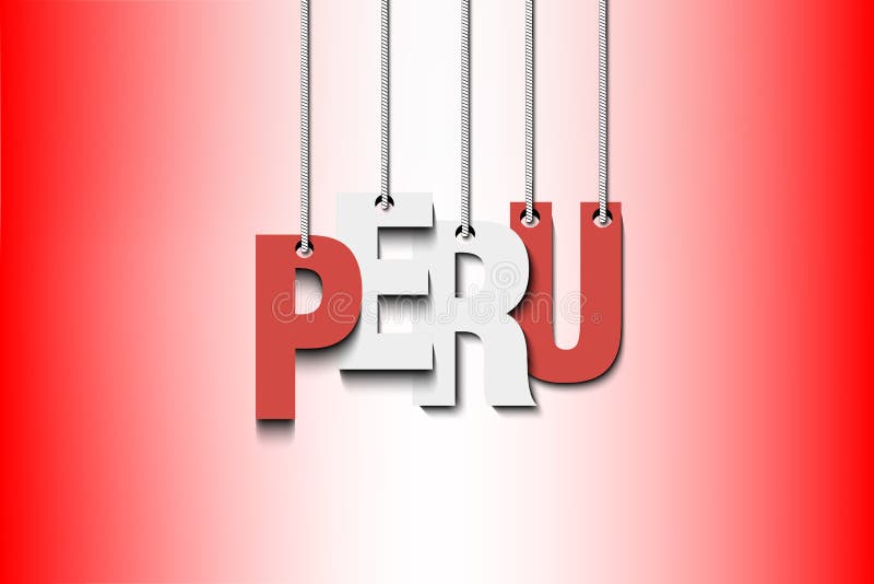 Word PERU with Peruvian National Flag Under it, Distressed Grunge Look