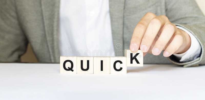 Word QUICK Made with Wood Building Blocks Stock Photo - Image of
