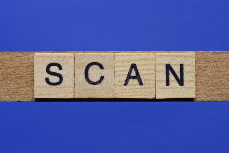 Word scan made from wooden gray letters royalty free stock image