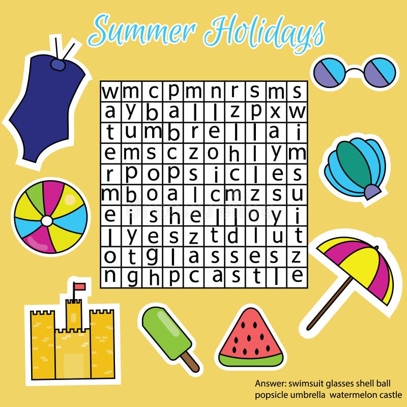 Каникулы найти слова. Summer Holidays найти слова. Summer Holidays Wordsearch. Word Puzzles Summer. Summer Puzzles for Kids.