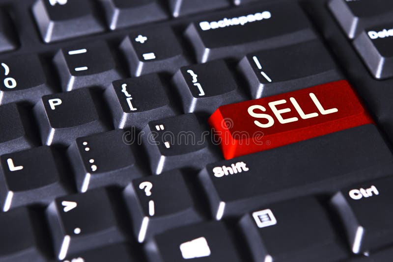 Image of computer keyboard with sell word on the red button. Keyboard sell stock images, royalty-free photos and pictures