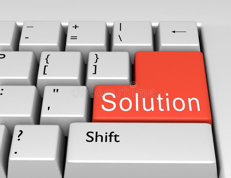 Word solution is written on a computer keyboard. Conceptual image on a computer key Enter vector illustration