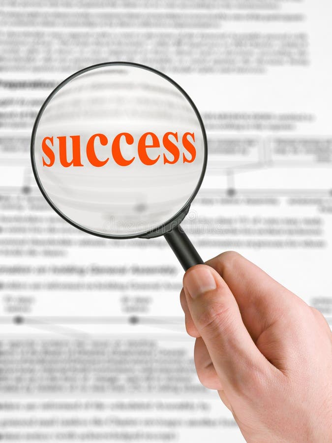 Word Success, magnifying glass royalty free stock photography