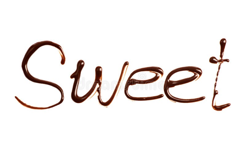 The Word Sweet Written by Chocolate on White Stock Photo Image of