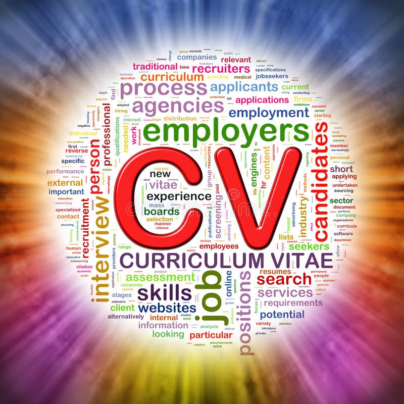 Word tags circular wordcloud of CV