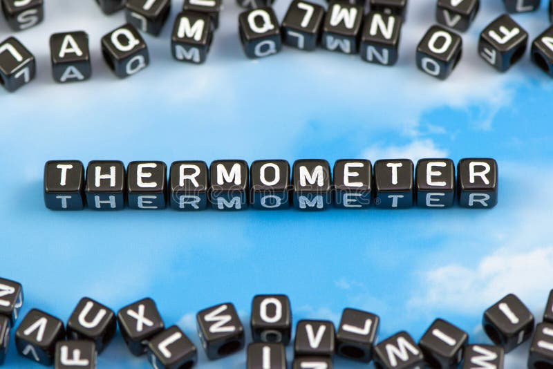 The word Thermometer stock image. Image of disease, font 85241891