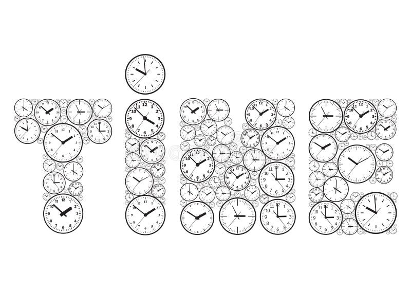 The Word Time, Made Up of Watch Dials. Stock Vector Illustration of