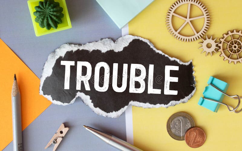 Word Trouble Spelled on Dice, Business Concept Stock Image - Image of