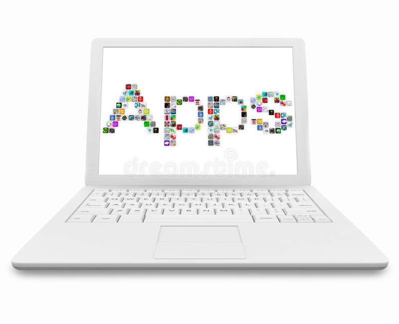 Word van Apps op Witte Laptop Computer royalty-vrije illustratie Word van Apps op Witte Laptop Computer royalty-vrije illustratie