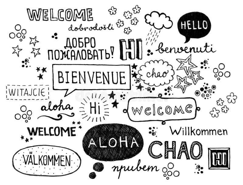 Word welcome written in different languages royalty free illustration Word welcome written in different languages royalty free illustration